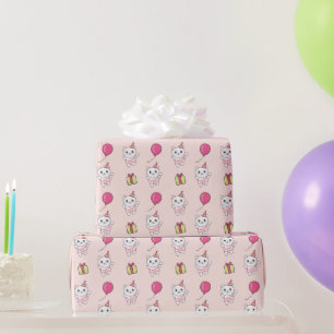 Papier Cadeau Anniversaire Animal Cute Chat pour enfants Fête d'