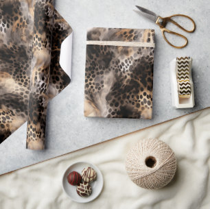 Papier Cadeau Anniversaire animal léopard crème noir