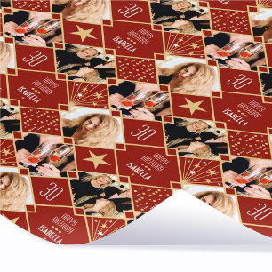 Papier Cadeau Anniversaire Art Déco Photo Personnalisée Tout Âge