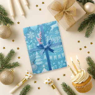 Papier Cadeau Anniversaire Bleu Hiver