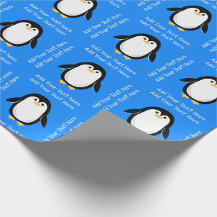 Papier Cadeau Anniversaire bleu petit pingouin