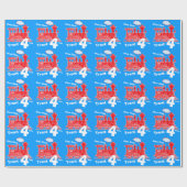 Papier Cadeau Anniversaire bleu rouge d'âge de garçons de fou (Plat)