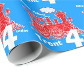 Papier Cadeau Anniversaire bleu rouge d'âge de garçons de fou (Coin rond)