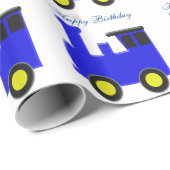 Papier Cadeau Anniversaire Blue Train (Coin rond)