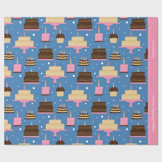 Papier Cadeau Anniversaire Cake Motif Nom et salutation personna (Plat)
