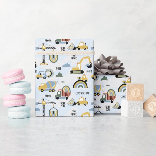Papier Cadeau Anniversaire Camion de Construction (Baby Shower)