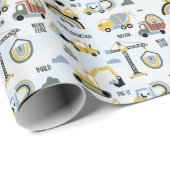 Papier Cadeau Anniversaire Camion de Construction (Coin rond)