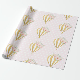 Papier Cadeau Anniversaire chaud floral de baby shower de ballon