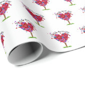 Papier Cadeau Anniversaire Coeur Arbre Sur Blanc (Coin rond)