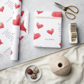 Papier Cadeau Anniversaire Coeur d'aquarelle | Rouge et pourpre