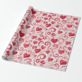 Papier Cadeau Anniversaire Cœurs Rouges (Déroulé)