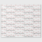 Papier Cadeau Anniversaire Coeurs rouges sur blanc (Plat)
