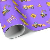 Papier Cadeau Anniversaire Construction Violet (Coin rond)