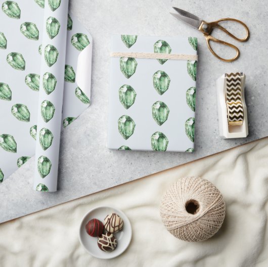 Papier Cadeau Anniversaire Cristaux d'Émeraude Verte (Artisanat)