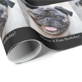 Papier Cadeau Anniversaire d'amusement, carlin mignon, enveloppe (Coin rond)