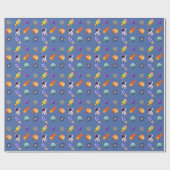 Papier Cadeau Anniversaire dans l'espace (Plat)