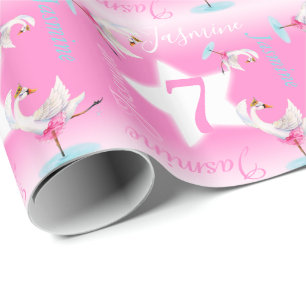 Papier Cadeau Anniversaire de ballet de rose d'aquarelle de