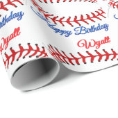 Papier Cadeau Anniversaire de baseball (Coin rond)