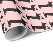 Papier Cadeau Anniversaire de Dachshund (Coin rond)