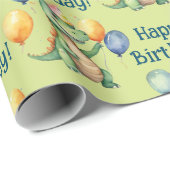 Papier Cadeau Anniversaire de Dinosaur (Coin rond)