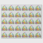 Papier Cadeau Anniversaire de dinosaure coloré (Plat)