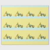 Papier Cadeau Anniversaire de dragon mignon (Plat)