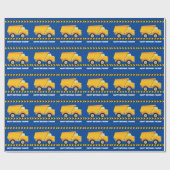 Papier Cadeau Anniversaire de enfant bleu sur mesure pour camion (Plat)
