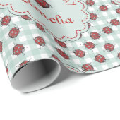 Papier Cadeau Anniversaire de enfant couleur rouge et bleu Ladyb (Coin rond)