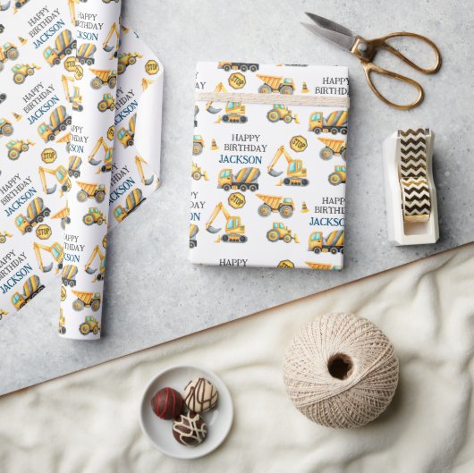 Papier Cadeau Anniversaire de enfant de camion de construction (Artisanat)