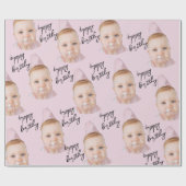 Papier Cadeau Anniversaire de enfant de Collage de photos en ros (Plat)