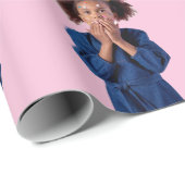 Papier Cadeau Anniversaire de enfant de Collage de photos en ros (Coin rond)