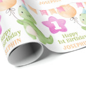 Papier Cadeau Anniversaire de enfant du drapeau du parti Cute Di (Coin rond)