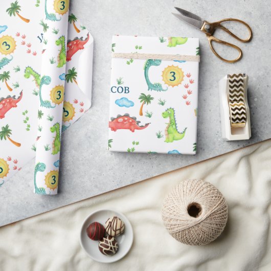 Papier Cadeau Anniversaire de enfant du parti Cute Dinosaur Trex (Artisanat)