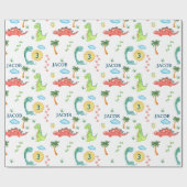 Papier Cadeau Anniversaire de enfant du parti Cute Dinosaur Trex (Plat)