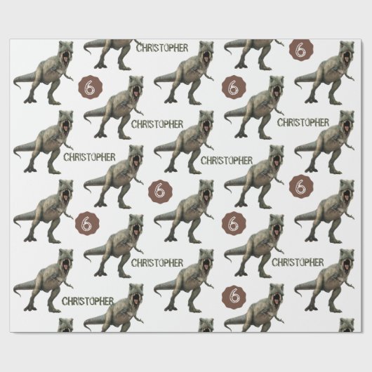 Papier Cadeau Anniversaire de enfant du parti Dinosaur cool Trex (Plat)
