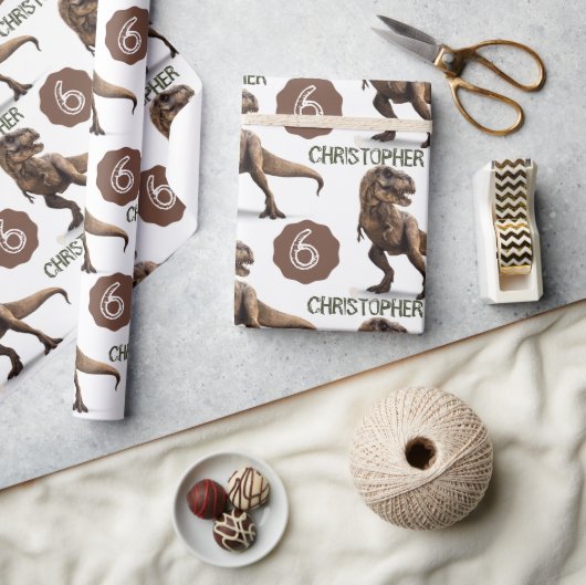 Papier Cadeau Anniversaire de enfant du parti Dinosaur Trex (Artisanat)