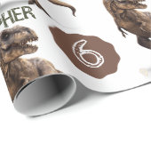 Papier Cadeau Anniversaire de enfant du parti Dinosaur Trex (Coin rond)