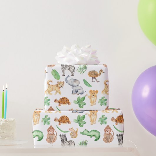 Papier Cadeau Anniversaire de enfant Jungle Safari Animaux (Cadeaux de fête)