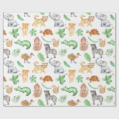 Papier Cadeau Anniversaire de enfant Jungle Safari Animaux (Plat)