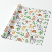 Papier Cadeau Anniversaire de enfant Jungle Safari Animaux (Déroulé)