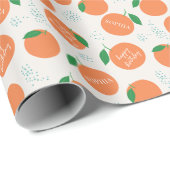 Papier Cadeau Anniversaire de enfant orange moderne Little Cutie (Coin rond)