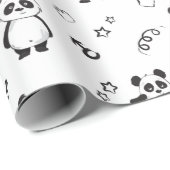 Papier Cadeau Anniversaire de enfant Panda moderne amusant (Coin rond)