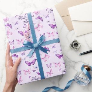 Papier Cadeau Anniversaire de enfant papillon rose mou