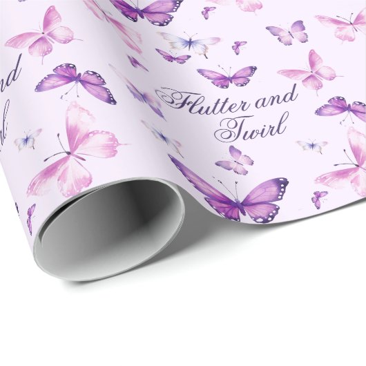 Papier Cadeau Anniversaire de enfant papillon rose mou (Coin rond)