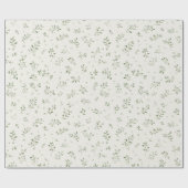 Papier Cadeau Anniversaire de feuilles vertes crème (Plat)