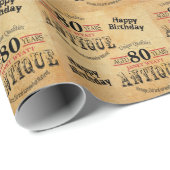 Papier Cadeau Anniversaire de Grunge | 80e anniversaire (Coin rond)