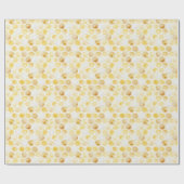 Papier Cadeau Anniversaire de Honeycomb jaune or (Plat)