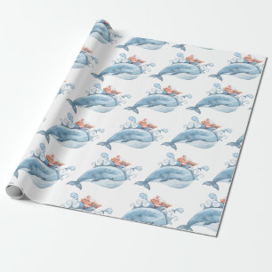 Papier Cadeau Anniversaire de la baleine bleue