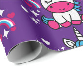 Papier Cadeau Anniversaire de la licorne violette (Coin rond)