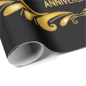 Papier Cadeau Anniversaire de la Parties scintillant d'or de 50 (Coin rond)